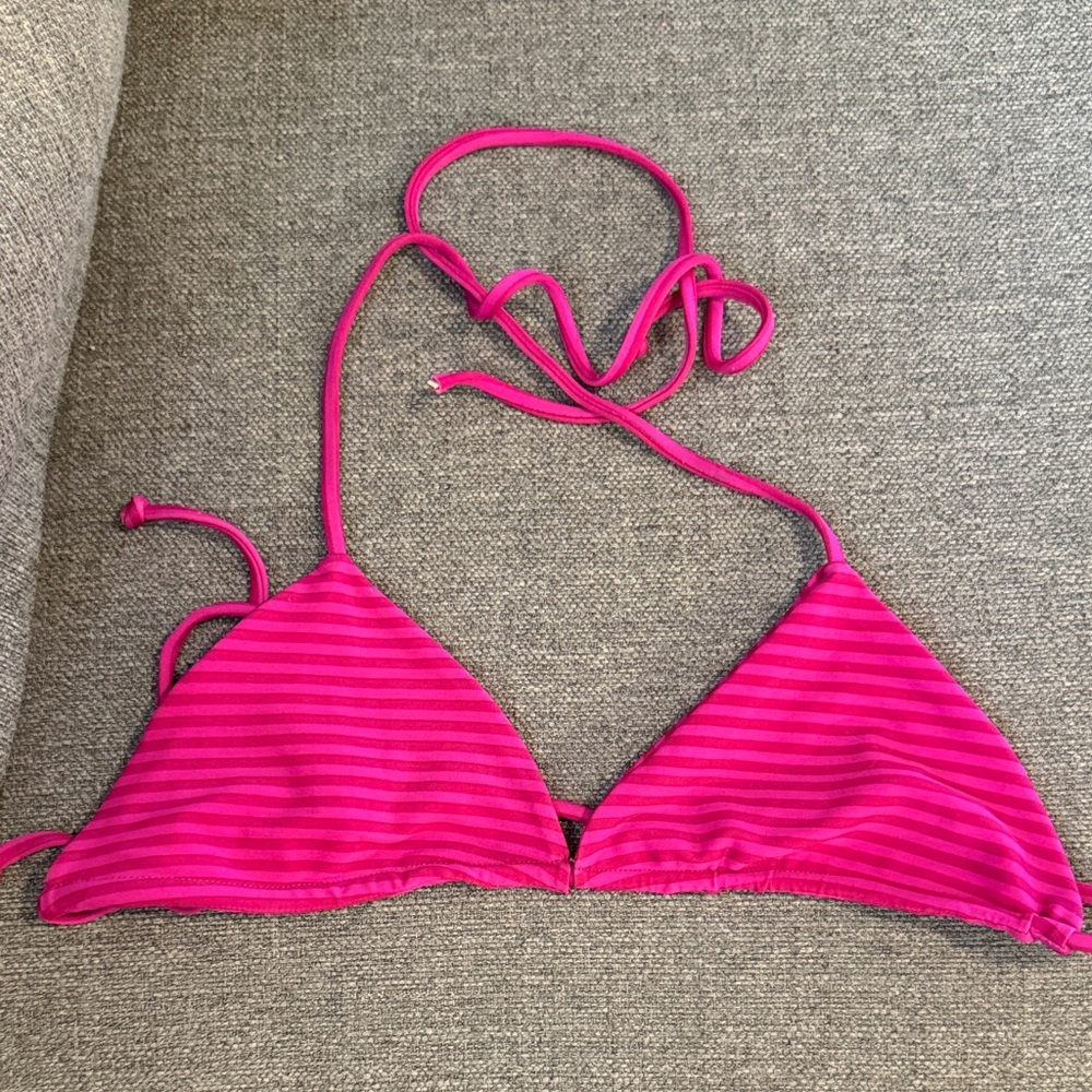 Mikoh Pink Striped Bikini Top